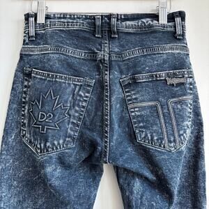 Dsquared2 DSQ2 Acid Wash Jeans Men Sz 30 Slim Straight Vintage Style Maple Leaf